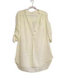 Zoa New York ivory roll tab sleeve top